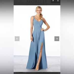 Morilee Surplice Bodice, Blue Chiffon Size 12